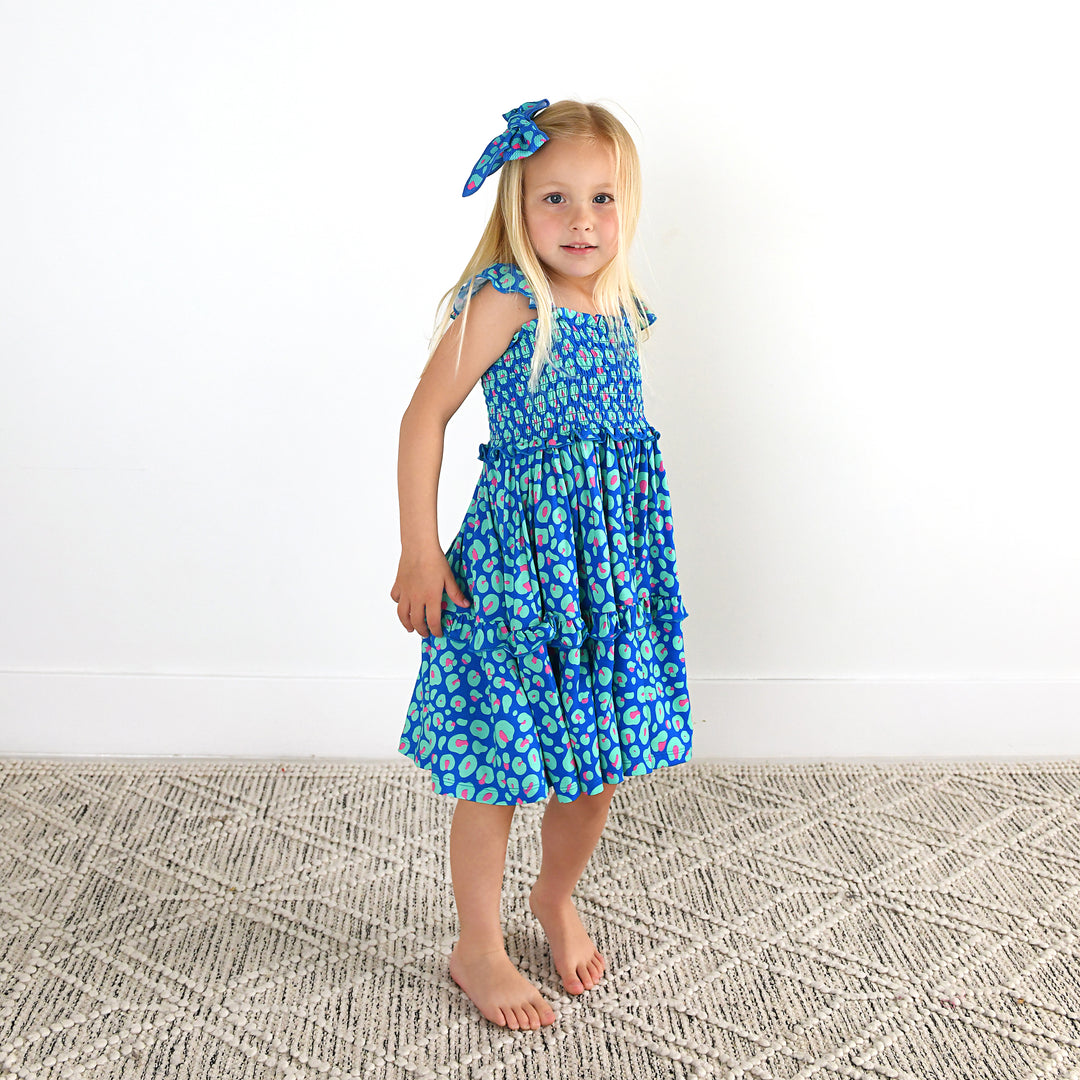 Miley Leopard SMOCKED DRESS - Gigi and Max