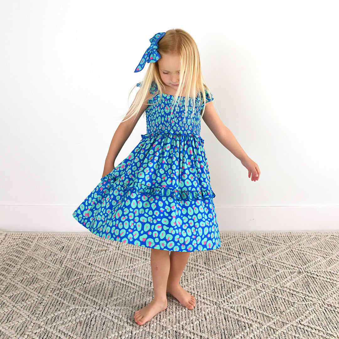 Miley Leopard SMOCKED DRESS - Gigi and Max