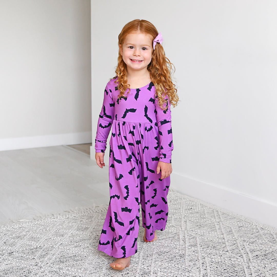 Echo Purple Bats WIDE LEG ROMPER - Gigi and Max