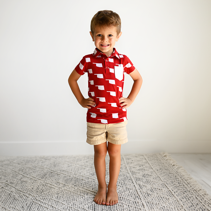 Oklahoma Crimson & White POLO SHIRT - Gigi and Max
