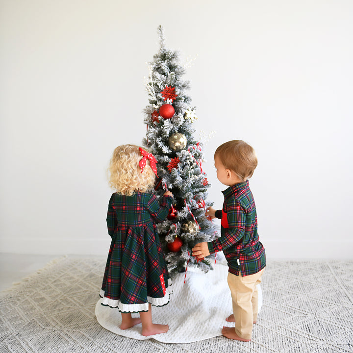 Kane Tartan & Ruby Dot BUTTON DRESS - Gigi and Max