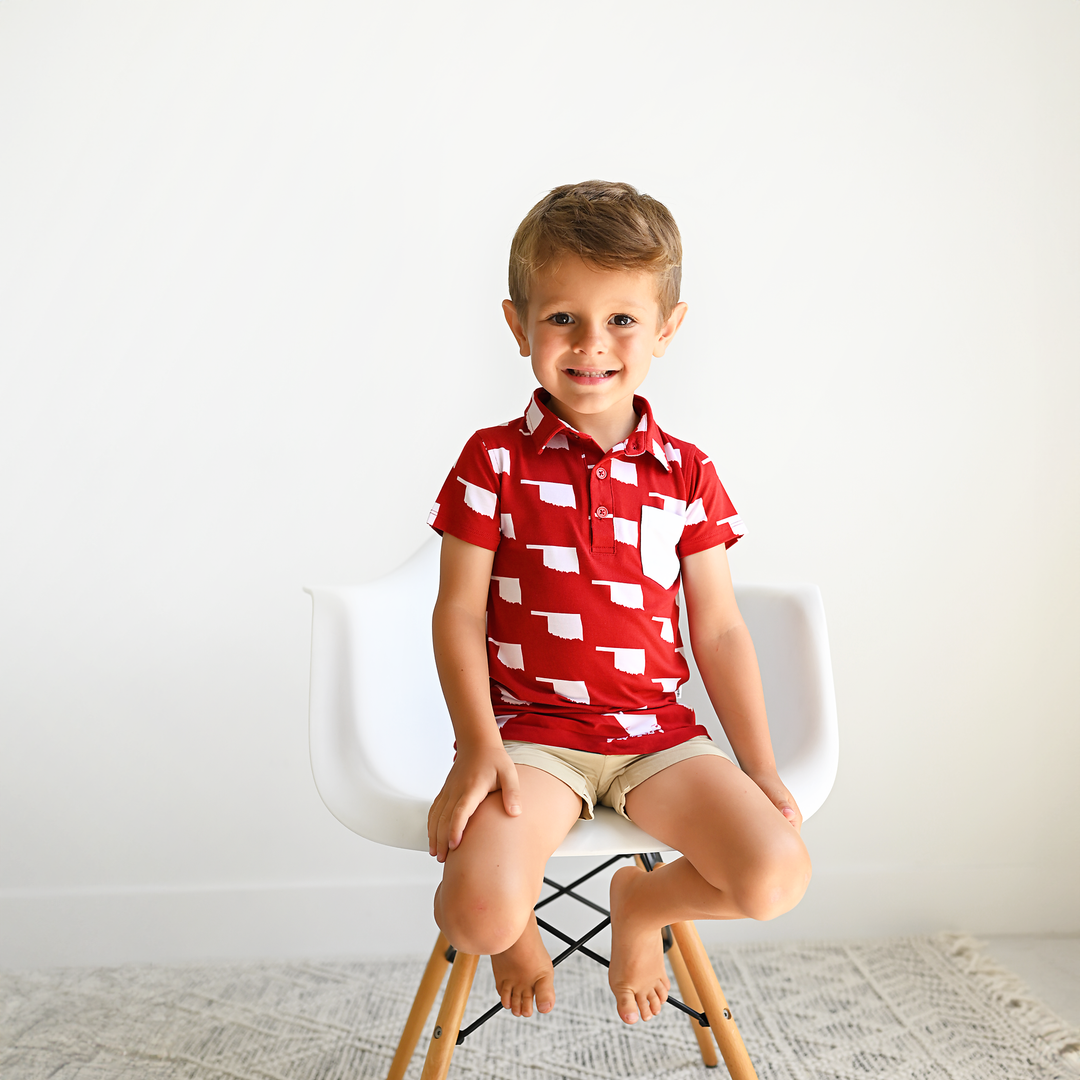 Oklahoma Crimson & White POLO SHIRT - Gigi and Max