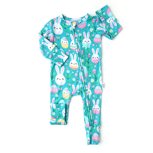 Teal Bunny + Eggs ZIP