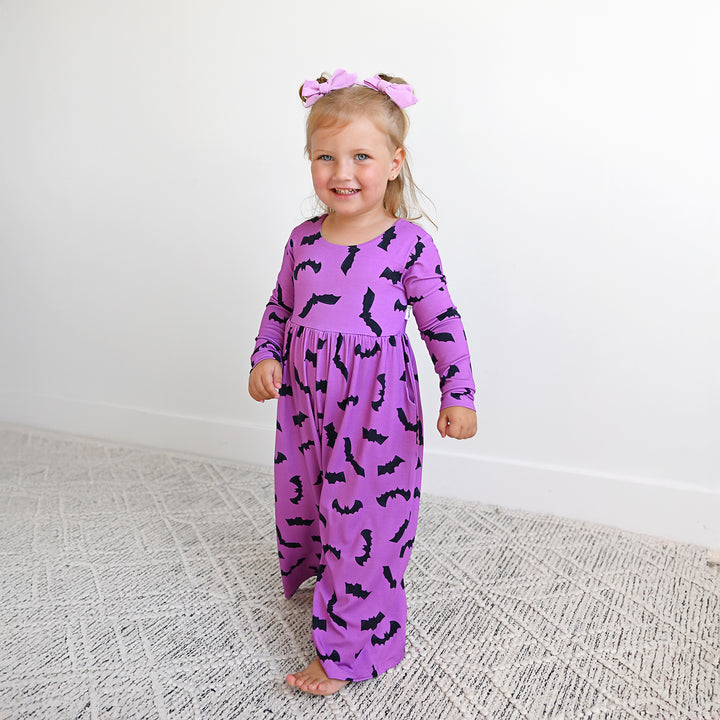 Echo Purple Bats WIDE LEG ROMPER - Gigi and Max