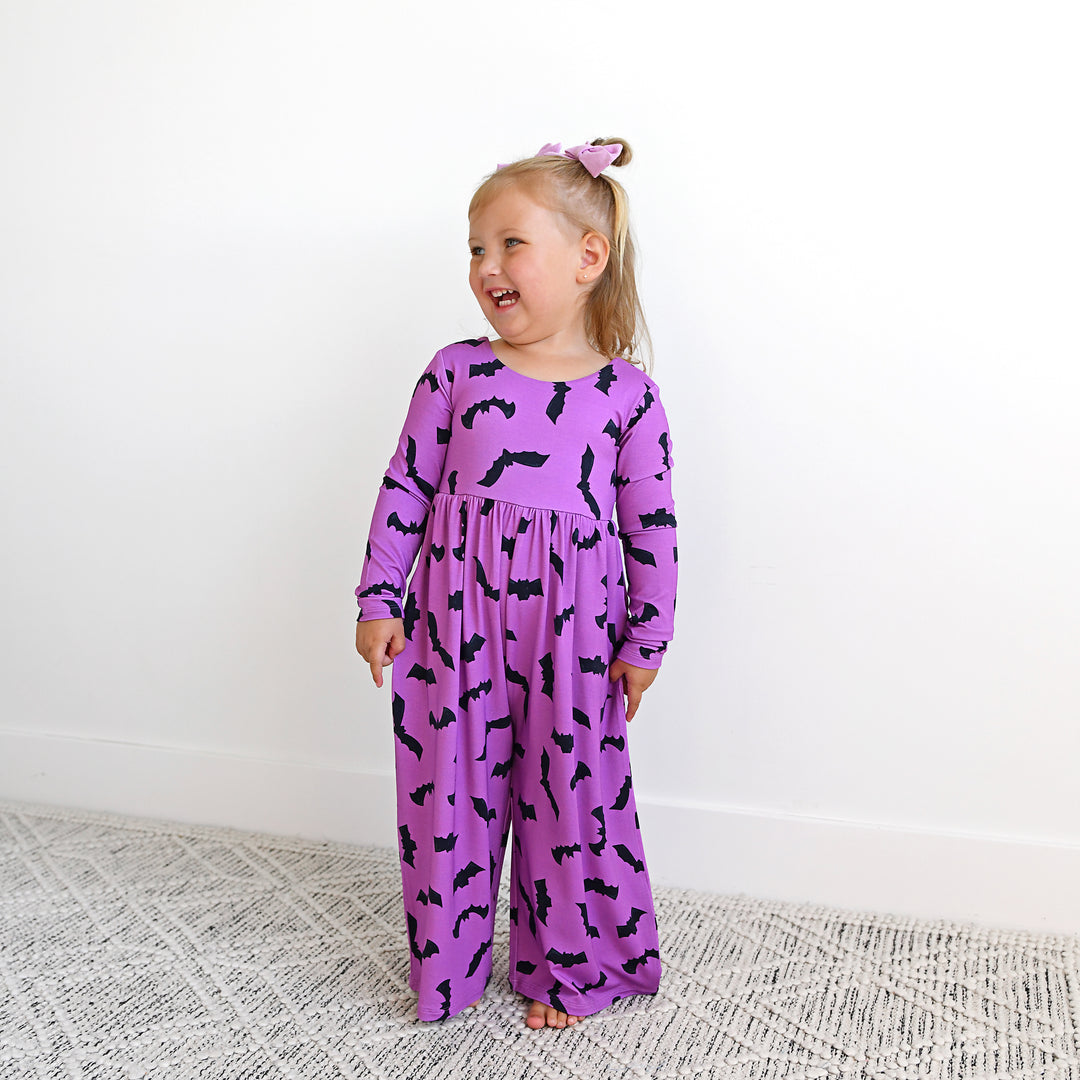 Echo Purple Bats WIDE LEG ROMPER - Gigi and Max