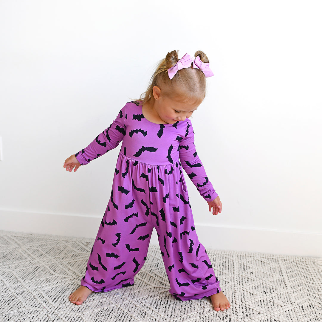 Echo Purple Bats WIDE LEG ROMPER - Gigi and Max