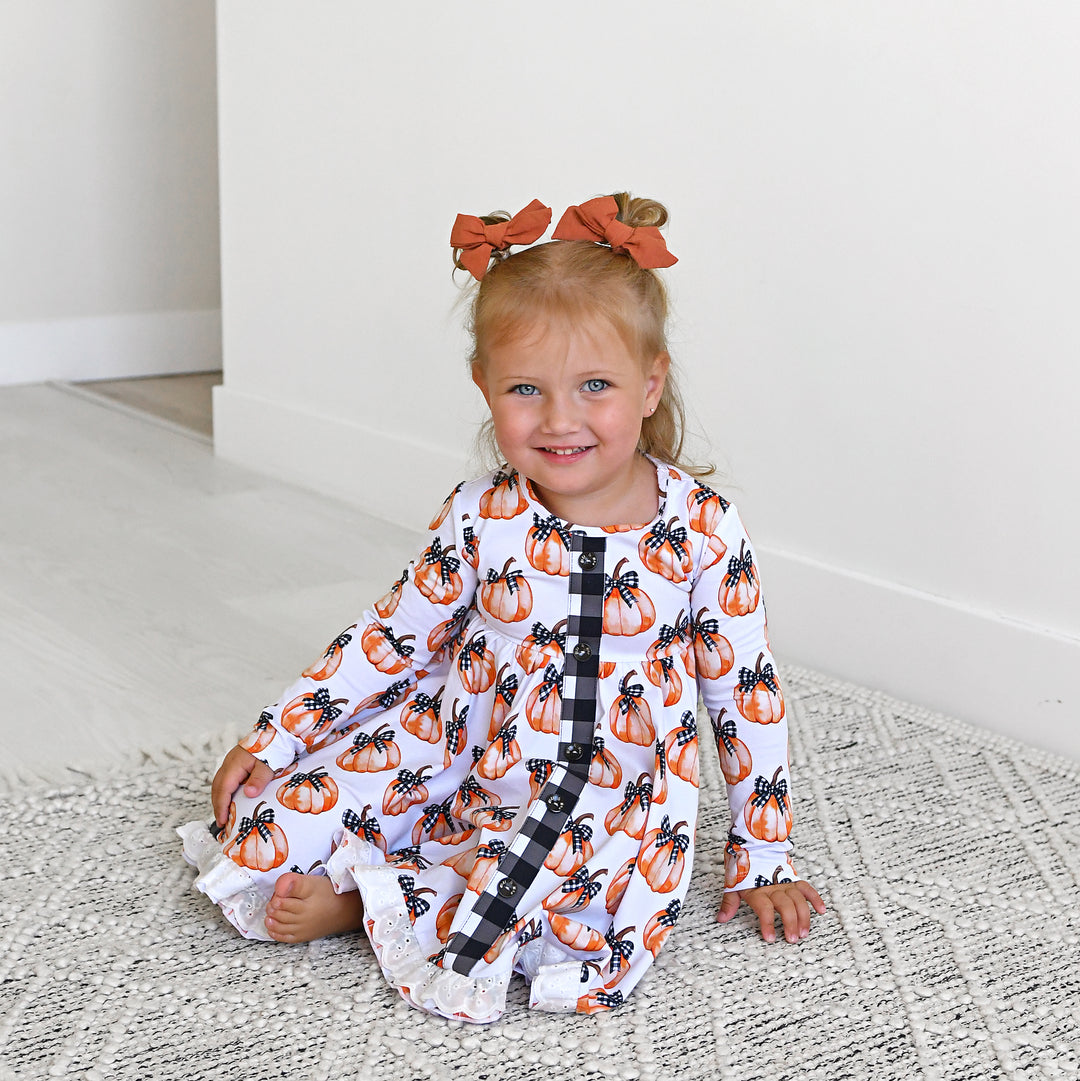 Lilith Pumpkin BUTTON DRESS - Gigi and Max