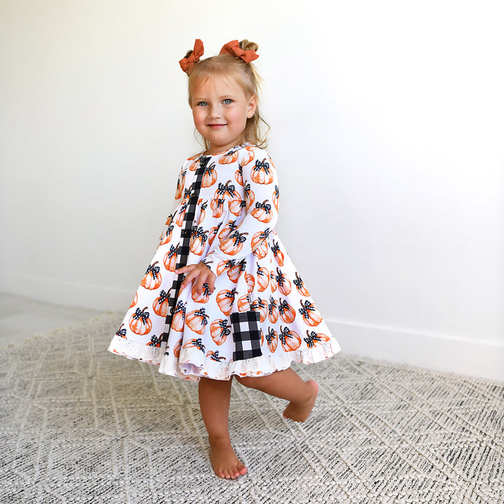 Lilith Pumpkin BUTTON DRESS - Gigi and Max