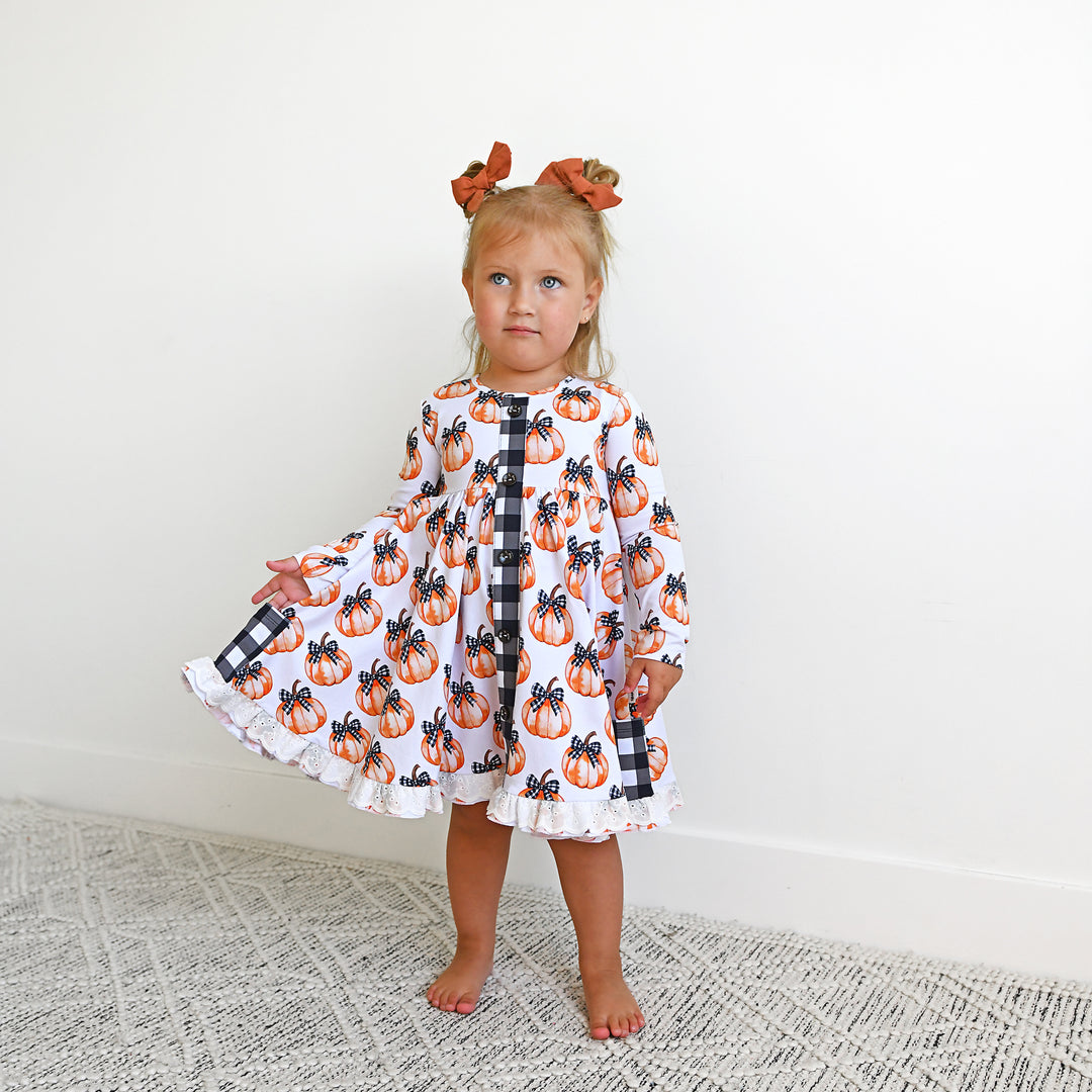 Lilith Pumpkin BUTTON DRESS - Gigi and Max