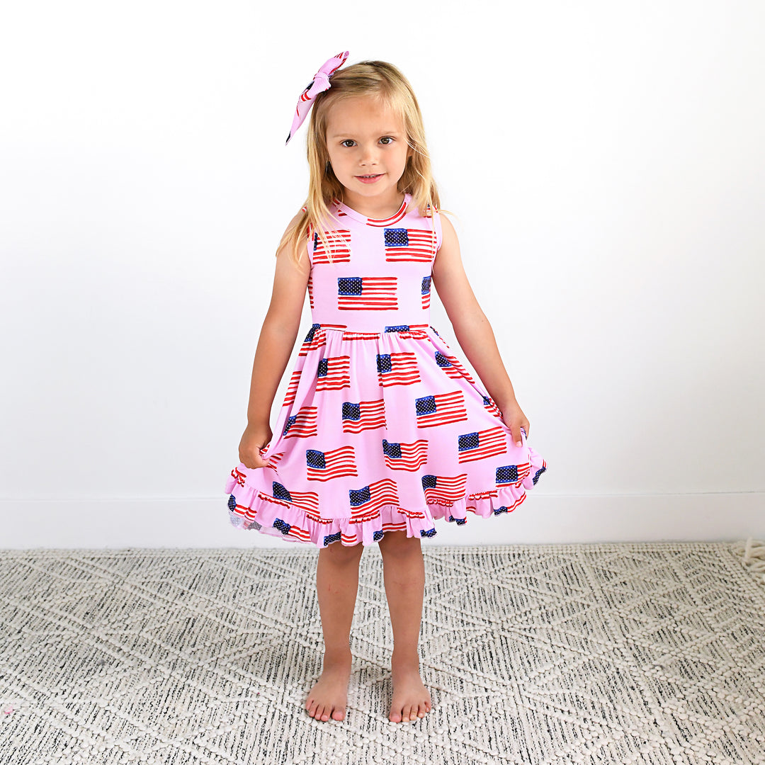 Betty Pink Flag TANK TWIRL DRESS - Gigi and Max