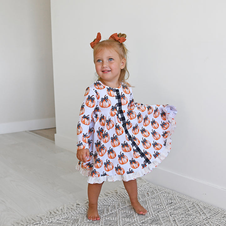 Lilith Pumpkin BUTTON DRESS - Gigi and Max