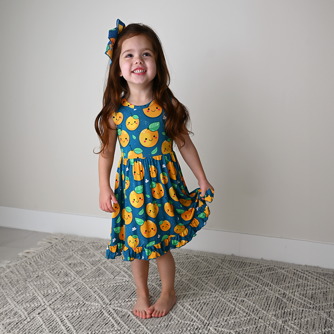 Cutie Orange TANK RUFFLE TWIRL DRESS - Gigi and Max