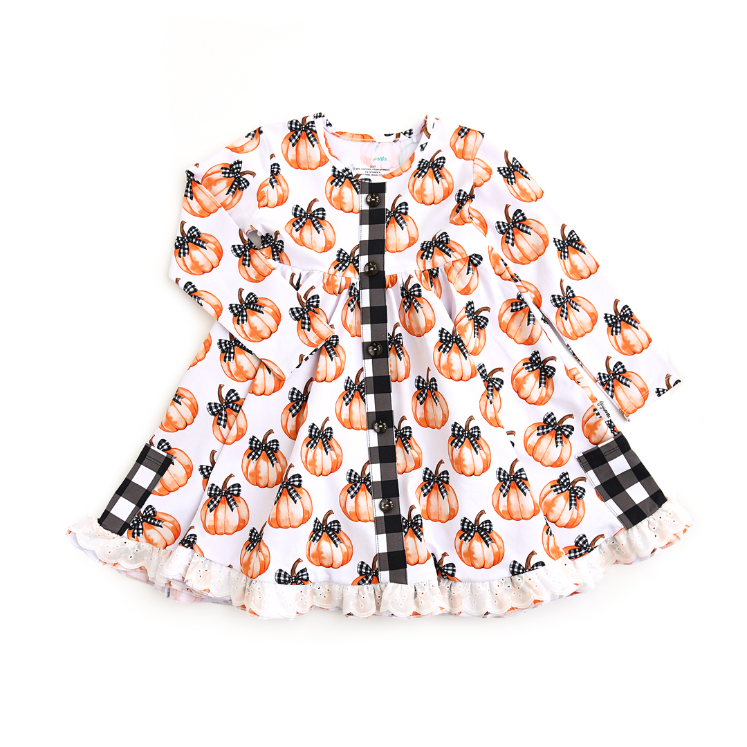 Lilith Pumpkin BUTTON DRESS - Gigi and Max
