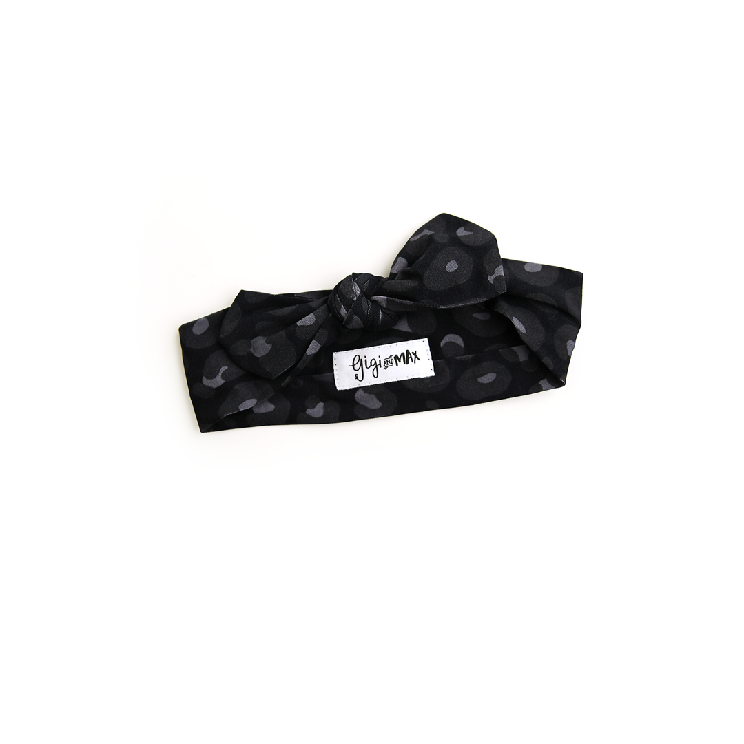 Ash Black Leopard TOPKNOT HEADBAND - Gigi and Max