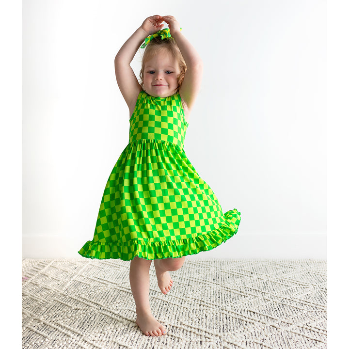 Brad Green Neon TANK RUFFLE TWIRL DRESS - Gigi and Max