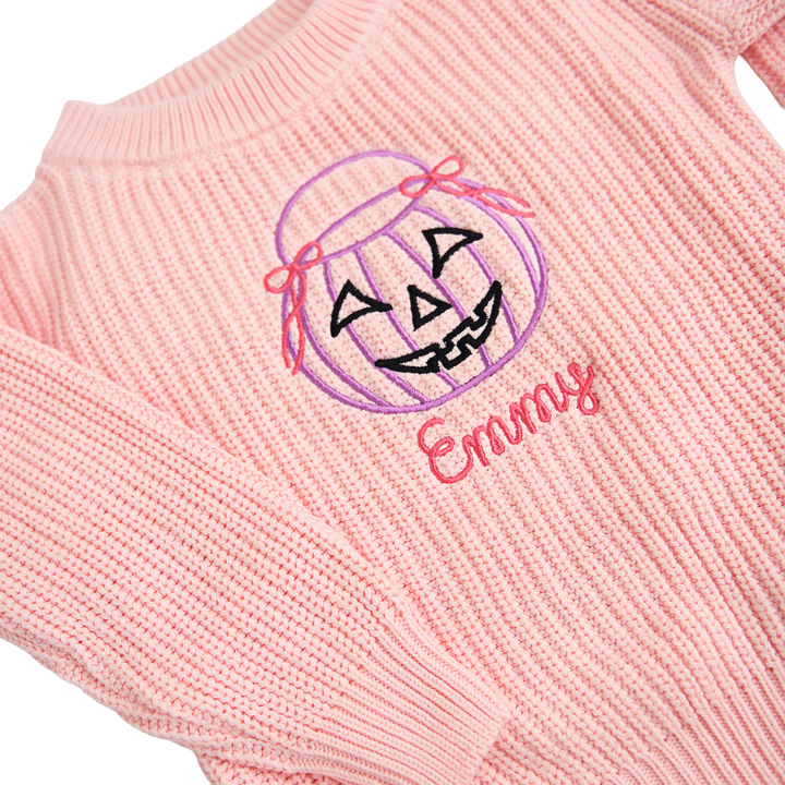 Halloween Custom Name Light Pink SWEATER