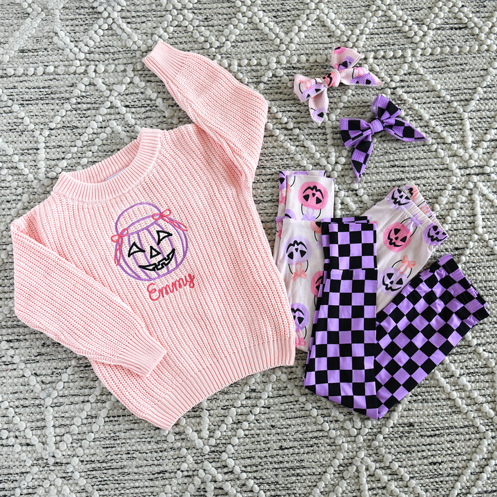 Halloween Custom Name Light Pink SWEATER