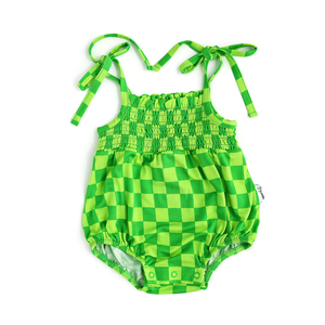 Brad Green Neon SMOCKED BUBBLE ROMPER - Gigi and Max