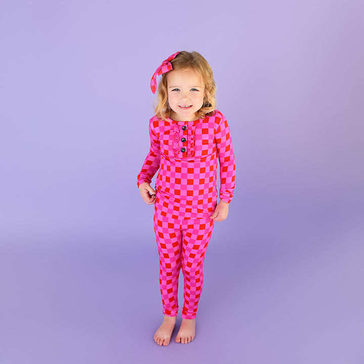 Sydney Pink Checks RUFFLE TWO PIECE - Gigi and Max