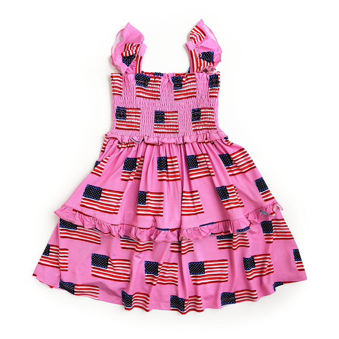Betty Pink Flag SMOCKED DRESS - Gigi and Max