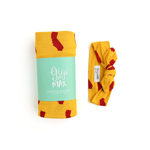 California Gold & Cardinal SWADDLE - Gigi and Max