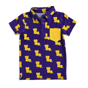 Louisiana Purple & Gold POLO SHIRT - Gigi and Max