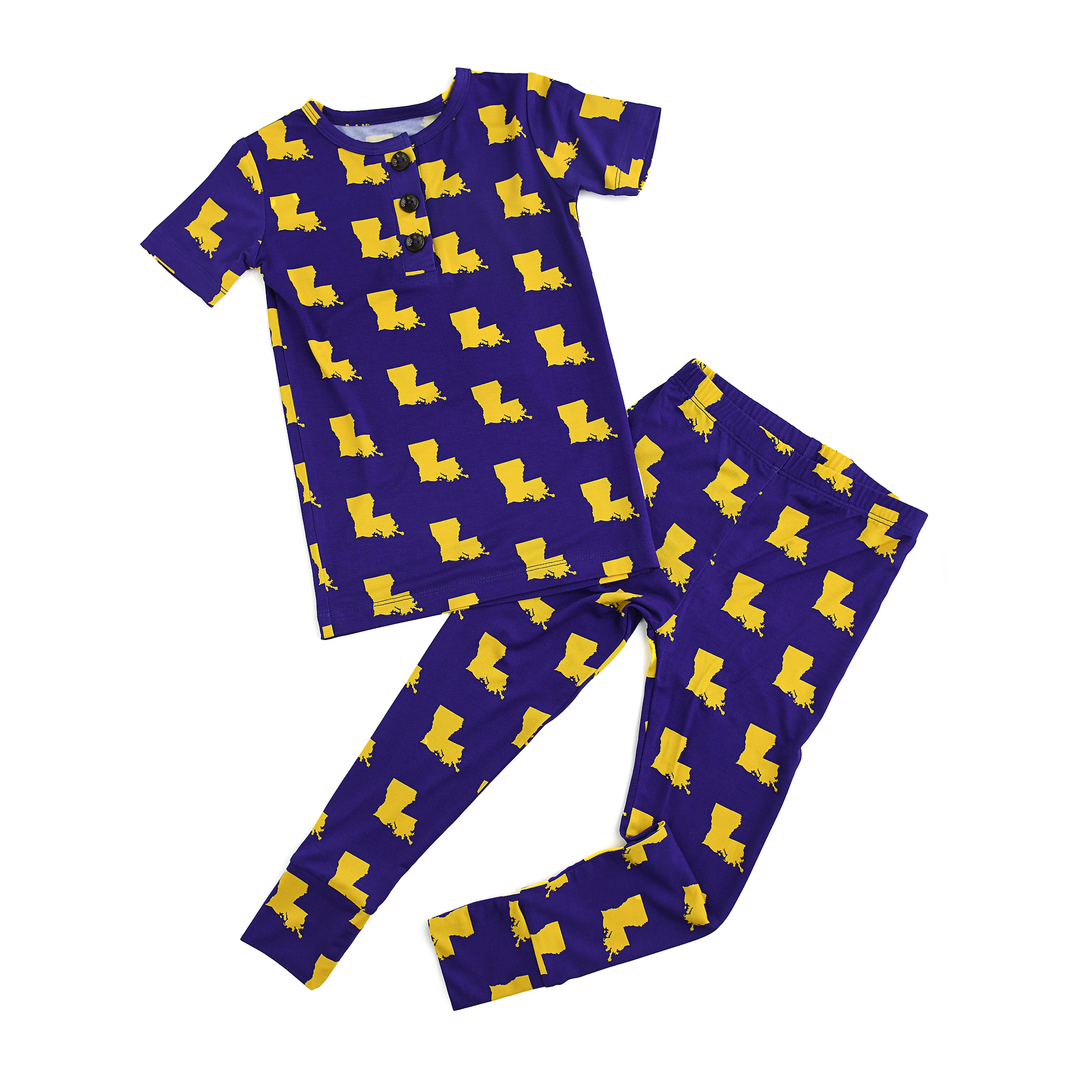 Louisiana Purple & Gold TWO PIECE - Gigi and Max