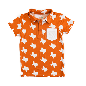 Texas Burnt Orange & White POLO SHIRT - Gigi and Max