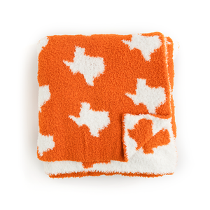 Texas Burnt Orange & White PLUSH BLANKET - Gigi and Max