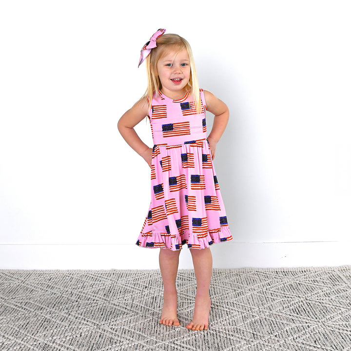 Betty Pink Flag TANK TWIRL DRESS - Gigi and Max