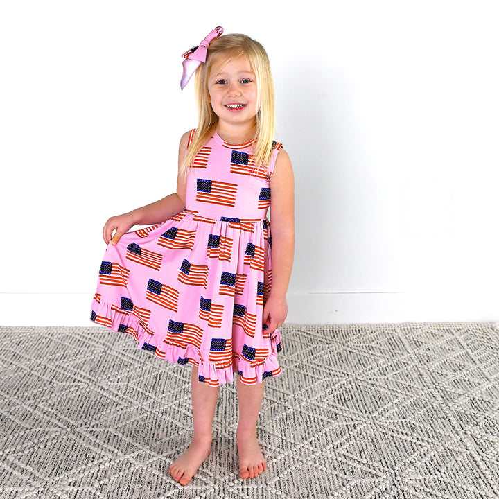 Betty Pink Flag TANK TWIRL DRESS - Gigi and Max