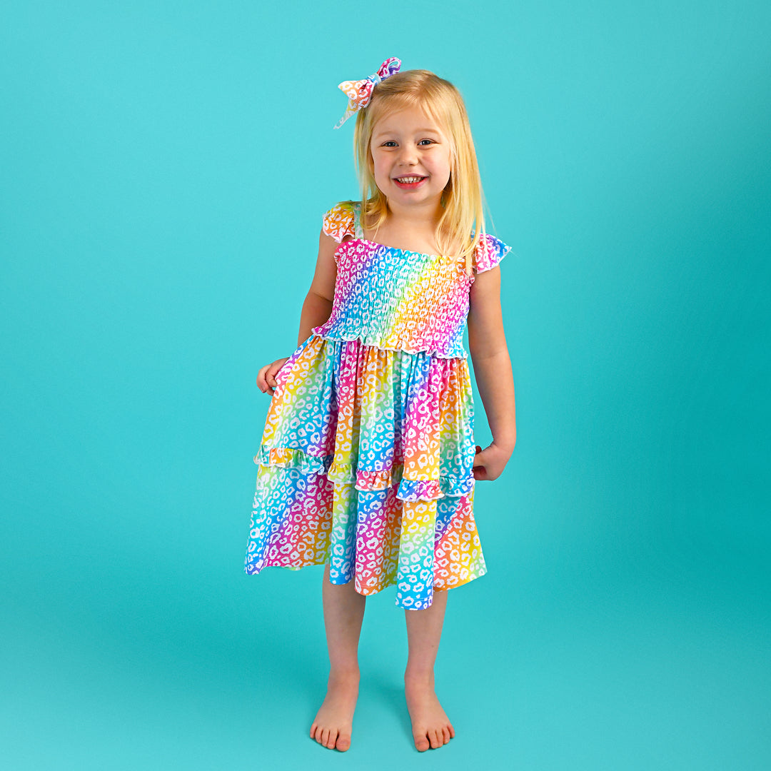Summer Leopard SMOCKED DRESS - Gigi and Max
