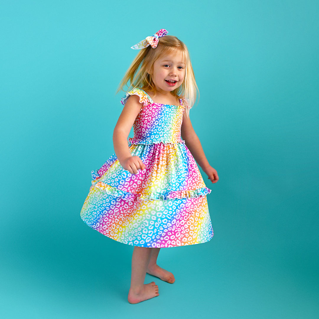 Summer Leopard SMOCKED DRESS - Gigi and Max
