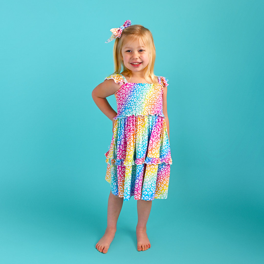 Summer Leopard SMOCKED DRESS - Gigi and Max
