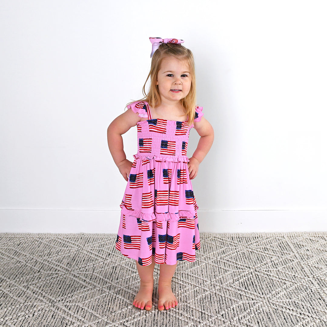 Betty Pink Flag SMOCKED DRESS - Gigi and Max