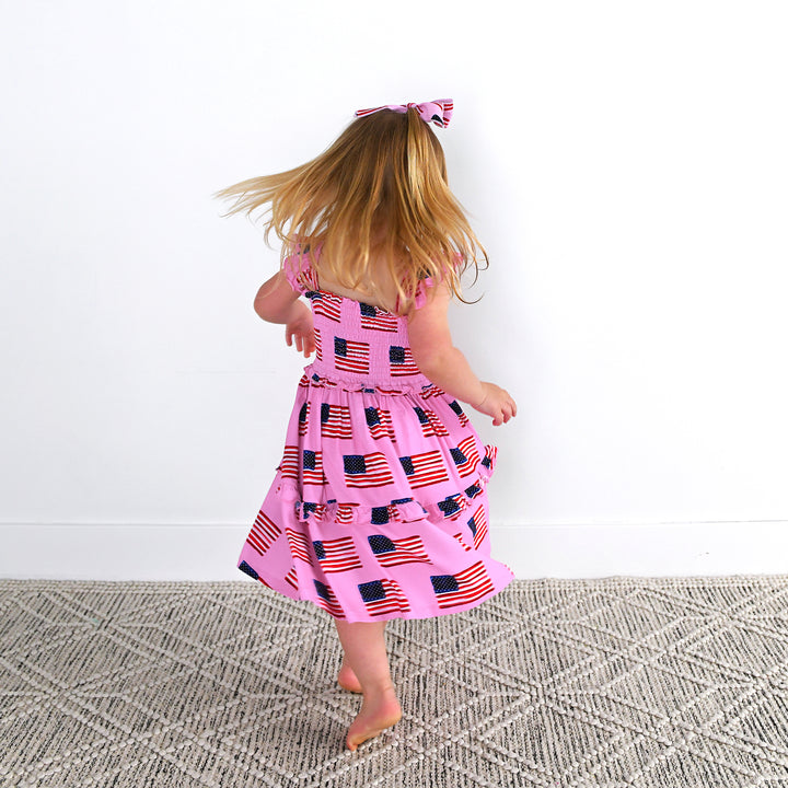 Betty Pink Flag SMOCKED DRESS - Gigi and Max