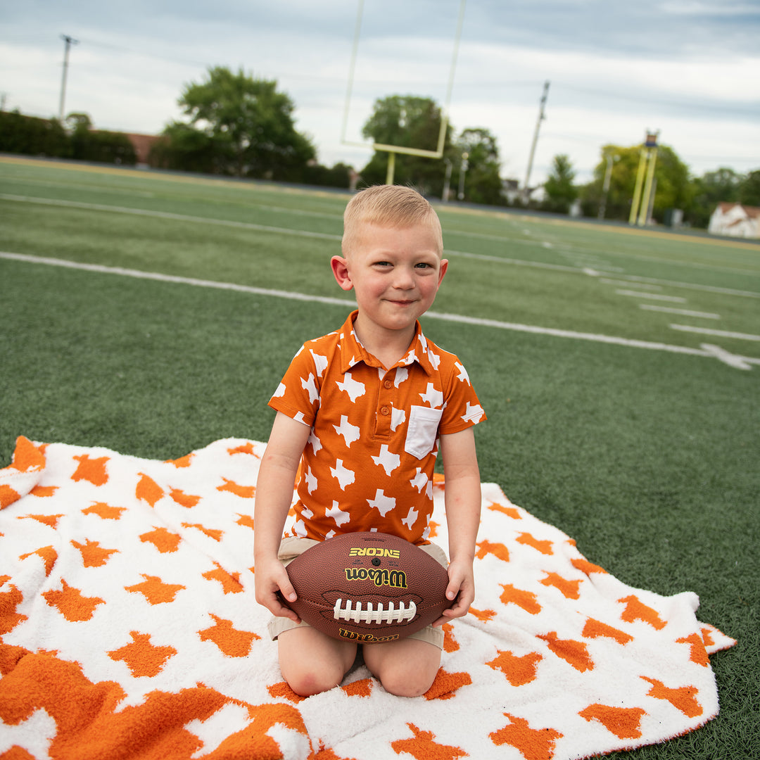 Texas Burnt Orange & White POLO SHIRT - Gigi and Max