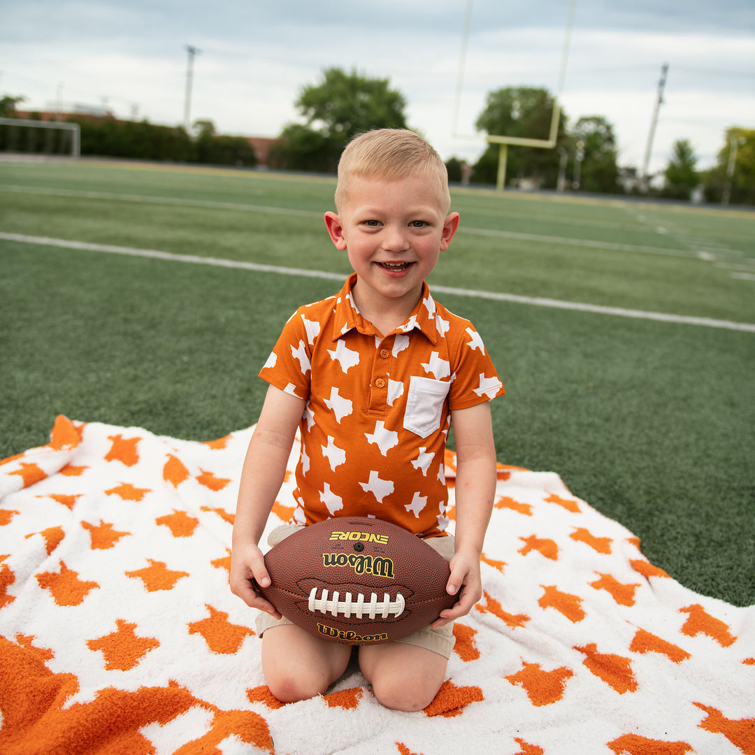 Texas Burnt Orange & White POLO SHIRT - Gigi and Max
