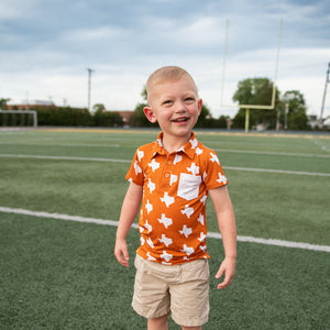 Texas Burnt Orange & White POLO SHIRT - Gigi and Max