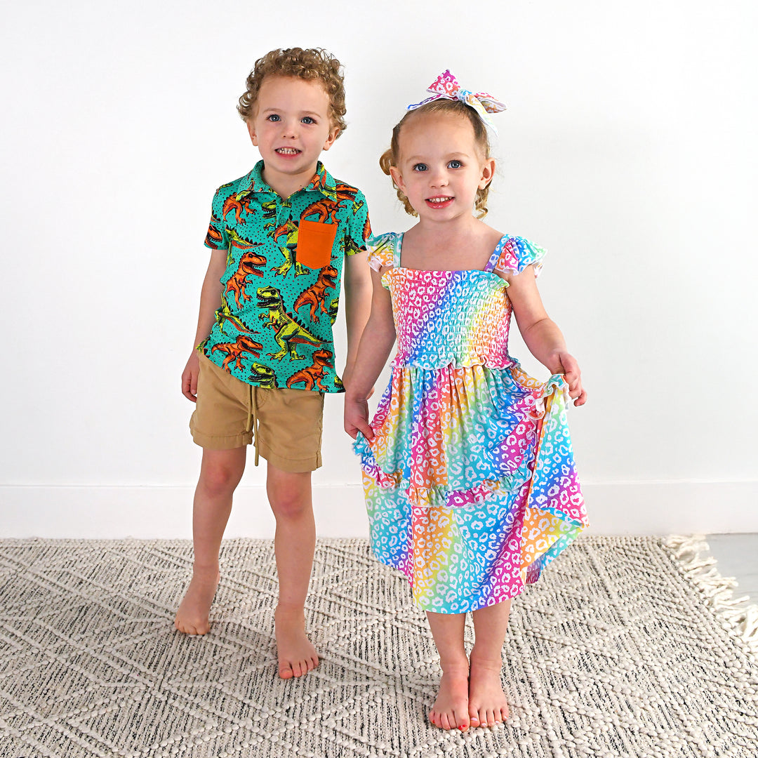 Summer Leopard SMOCKED DRESS - Gigi and Max