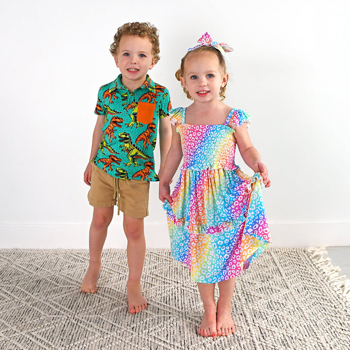 Summer Leopard SMOCKED DRESS - Gigi and Max