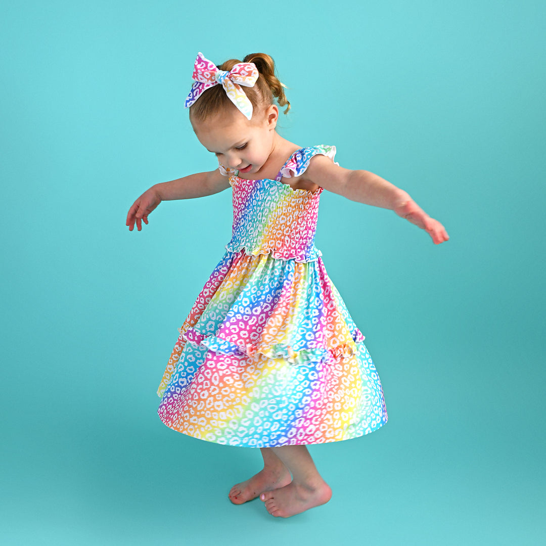 Summer Leopard SMOCKED DRESS - Gigi and Max