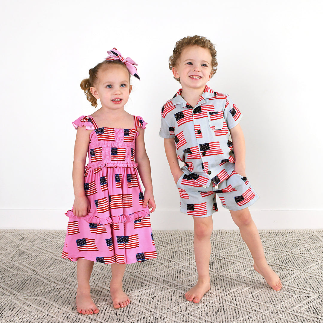Betty Pink Flag SMOCKED DRESS - Gigi and Max