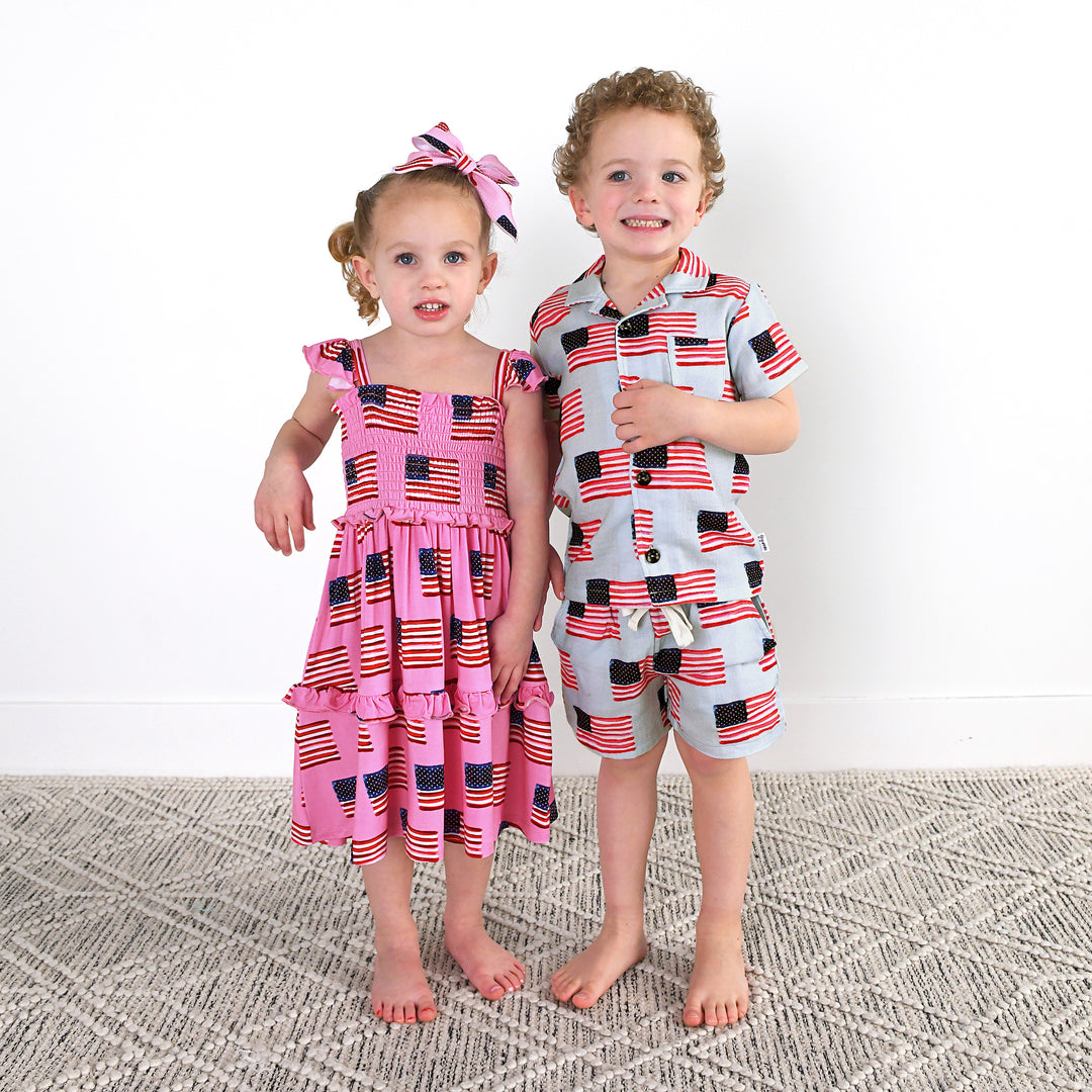Betty Pink Flag SMOCKED DRESS - Gigi and Max
