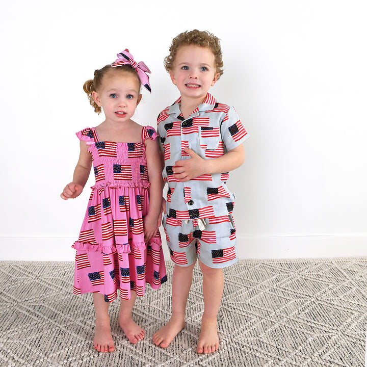 Betty Pink Flag SMOCKED DRESS - Gigi and Max