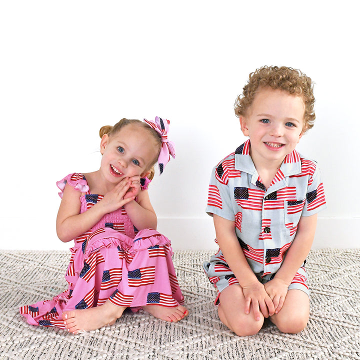 Betty Pink Flag SMOCKED DRESS - Gigi and Max