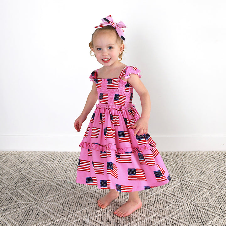 Betty Pink Flag SMOCKED DRESS - Gigi and Max