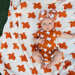 Texas Burnt Orange & White PLUSH BLANKET - Gigi and Max