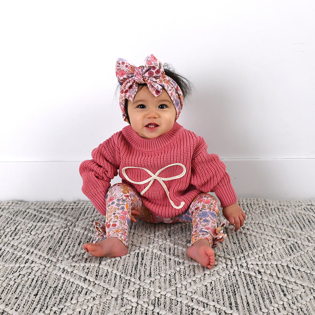 Meadow Floral Bunny BOW LEGGINGS - Gigi and Max