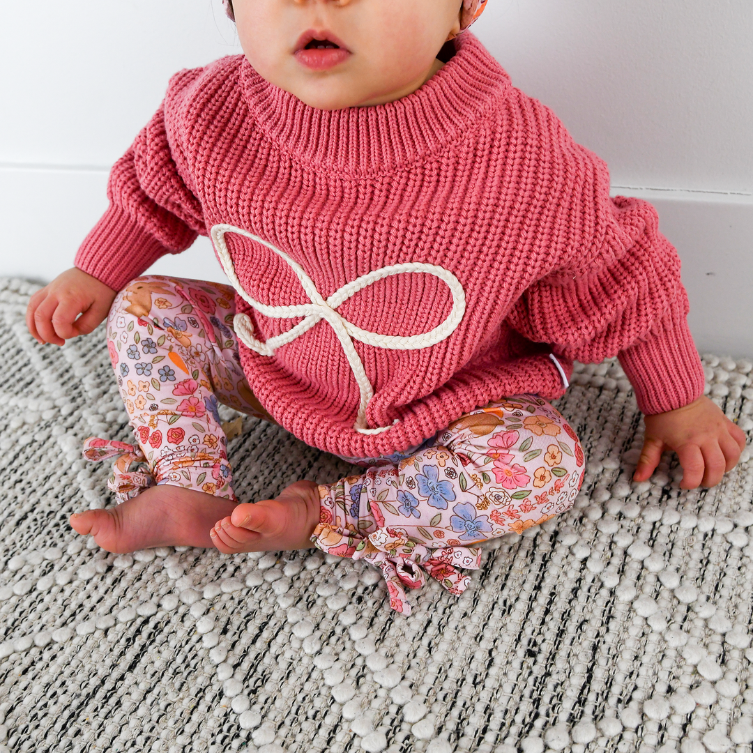 Meadow Floral Bunny BOW LEGGINGS - Gigi and Max